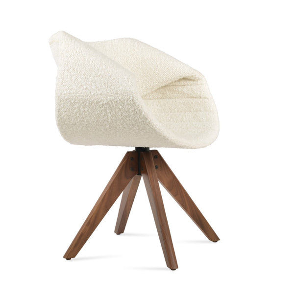 Soho Concept Patara Pyramid Swivel Dining Chair In Premium Camira Wool – 10-year Guarantee, Stylish & Durable Walnut,White  Soho-concept-dining-chair-05758