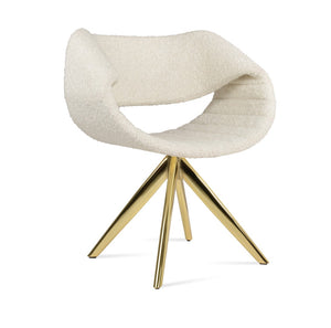 Soho Concept Seminyak Sword Swivel Armchair - Elegant Camira Blazer Wool Fabric & 10-year Guarantee, Gold Finish Gold,White  Soho-concept-dining-chair-05764