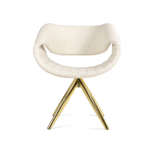 Soho Concept Seminyak Sword Swivel Armchair - Elegant Camira Blazer Wool Fabric & 10-year Guarantee, Gold Finish Gold,White  Soho-concept-dining-chair-05764