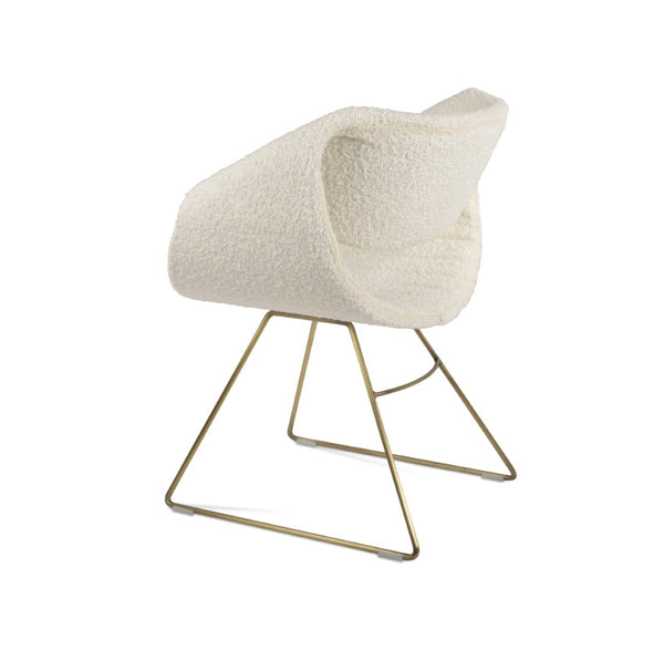 Soho Concept Seminyak Wire Armchair - Premium Camira Wool Fabric, Stylish Zebra Wire Base, 10-year Guarantee Brass,White  Soho-concept-dining-chair-05768