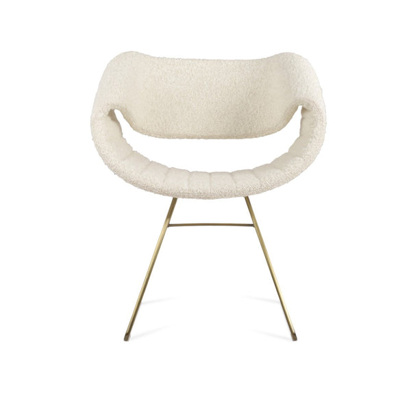 Soho Concept Seminyak Wire Armchair - Premium Camira Wool Fabric, Stylish Zebra Wire Base, 10-year Guarantee Brass,White  Soho-concept-dining-chair-05768