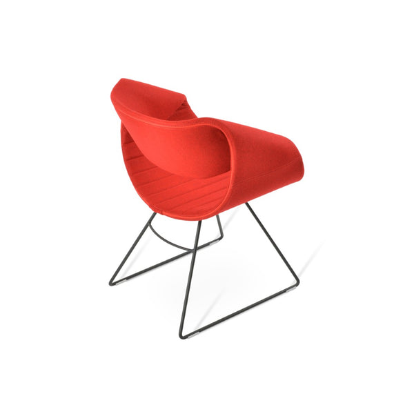 Soho Concept Seminyak Wire Armchair - Premium Camira Wool Fabric, Stylish Zebra Wire Base, 10-year Guarantee Black,Red  Soho-concept-dining-chair-05765