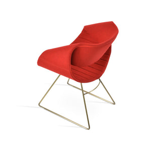 Soho Concept Seminyak Wire Armchair - Premium Camira Wool Fabric, Stylish Zebra Wire Base, 10-year Guarantee Gold,Red  Soho-concept-dining-chair-05767