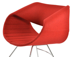 Soho Concept Seminyak Wire Armchair - Premium Camira Wool Fabric, Stylish Zebra Wire Base, 10-year Guarantee Chrome,Red  Soho-concept-dining-chair-05766