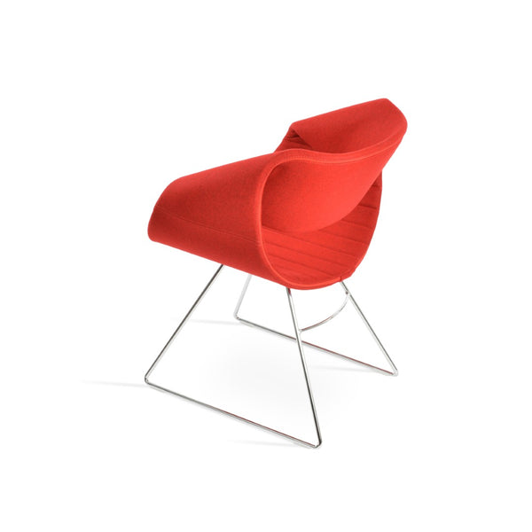 Soho Concept Seminyak Wire Armchair - Premium Camira Wool Fabric, Stylish Zebra Wire Base, 10-year Guarantee Chrome,Red  Soho-concept-dining-chair-05766