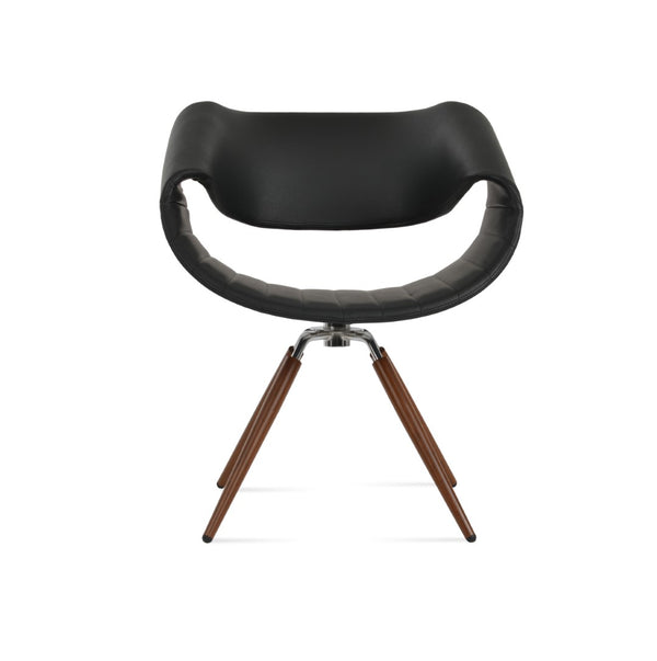 Soho Concept Seminyak Stylish Swivel Armchair Dining Chair - Durable Ppm Leatherette, Chrome & Walnut Finish Walnut,Chrome,Black Swivel. Solid Metal Top Part Connected To Four Tubular Legs Soho-concept-dining-chair-05757