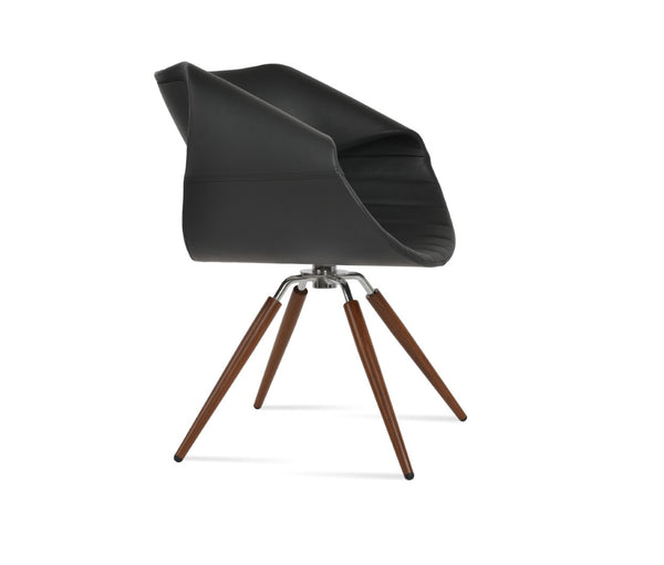 Soho Concept Seminyak Stylish Swivel Armchair Dining Chair - Durable Ppm Leatherette, Chrome & Walnut Finish Walnut,Chrome,Black Swivel. Solid Metal Top Part Connected To Four Tubular Legs Soho-concept-dining-chair-05757