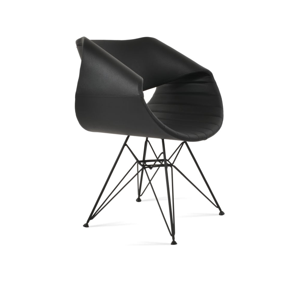 Soho Concept Seminyak Tower Armchair Dining Chair - Modern Soft Black Leatherette With 2-year Warranty & Style Gold,Black  Soho-concept-dining-chair-05751