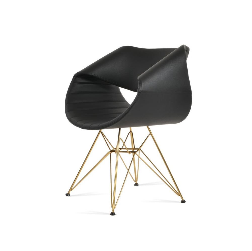 Soho Concept Seminyak Tower Armchair Dining Chair - Modern Soft Black Leatherette With 2-year Warranty & Style Gold,Black  Soho-concept-dining-chair-05751
