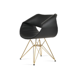 Soho Concept Seminyak Tower Armchair Dining Chair - Modern Soft Black Leatherette With 2-year Warranty & Style Gold,Black  Soho-concept-dining-chair-05751