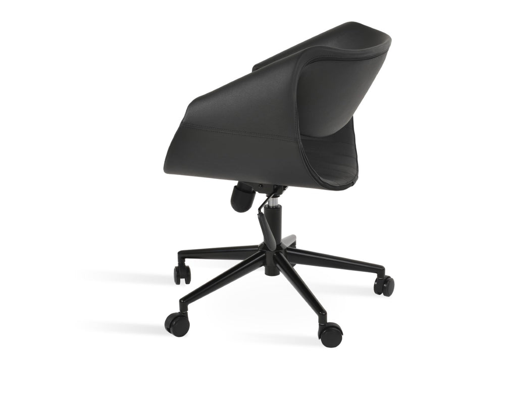 Soho Concept Seminyak Office Chair - Stylish Leatherette Seating With 2-year Guarantee & Chrome Base, Soft Black Black  Soho-concept-dining-chair-11963