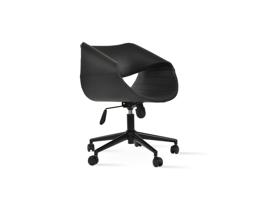 Soho Concept Seminyak Office Chair - Stylish Leatherette Seating With 2-year Guarantee & Chrome Base, Soft Black Black  Soho-concept-dining-chair-11963