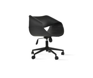 Soho Concept Seminyak Office Chair - Stylish Leatherette Seating With 2-year Guarantee & Chrome Base, Soft Black Black  Soho-concept-dining-chair-12722
