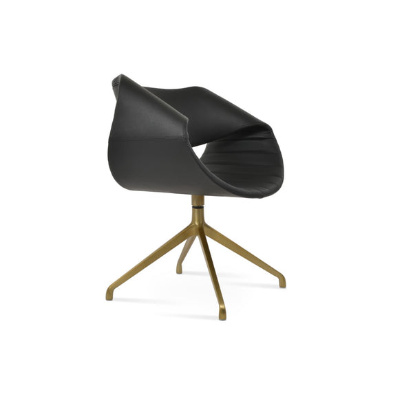 Soho Concept Seminyak Spider Plus Swivel Armchair - Ergonomic Leatherette Dining Chair With 2-year Guarantee Brass,Black  Soho-concept-dining-chair-05784