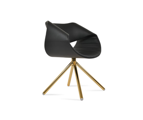 Soho Concept Seminyak Stick Swivel Armchair - Customizable Luxurious Upholstery & Finishes, 2-year Guarantee Gold,Black  Soho-concept-dining-chair-05796
