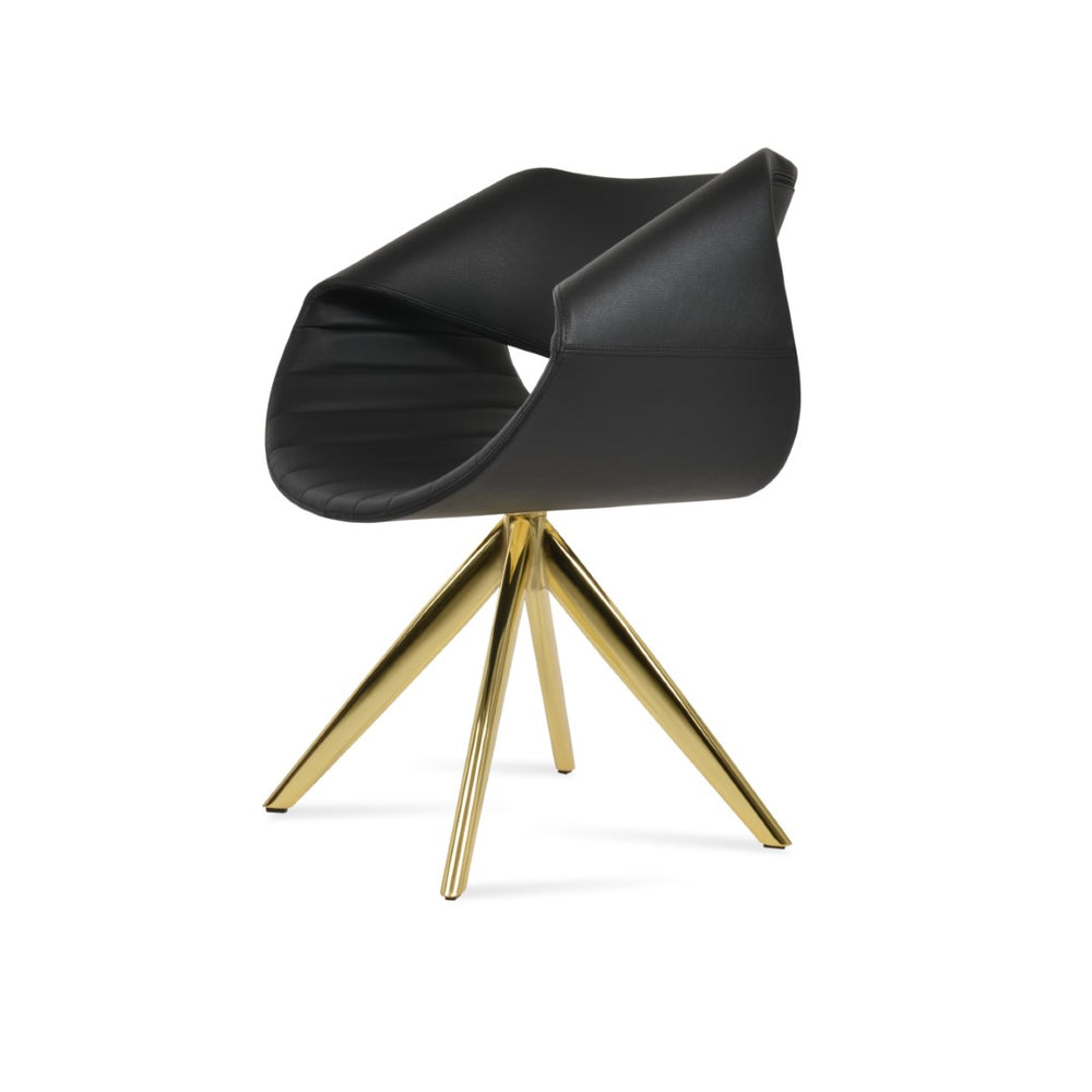 Soho Concept Seminyak Sword Swivel Armchair Dining Chair - Stylish Soft Leatherette, 2-year Guarantee, 250 Lbs Capacity Gold,Black  Soho-concept-dining-chair-05804