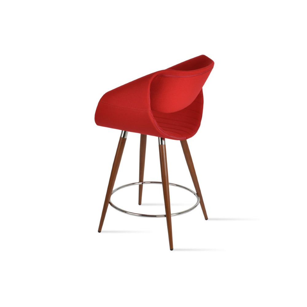 Soho Concept Seminyak Stylish Barstools & Counterstools With Leatherette, Soft Walnut, Chrome Finish, 2-year Warranty Walnut,Chrome,Red  Soho-concept-dining-chair-07168