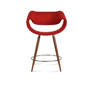 Soho Concept Seminyak Stylish Barstools & Counterstools With Leatherette, Soft Walnut, Chrome Finish, 2-year Warranty Walnut,Chrome,Red  Soho-concept-dining-chair-07168