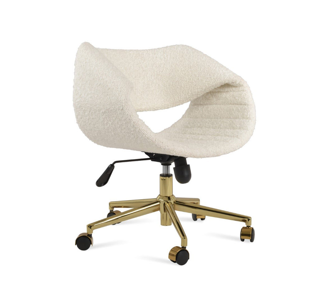 Soho Concept Seminyak Office Chair - Premium Camira Wool, 10-year Guarantee, Stylish Metal Base, 300 Lbs Capacity Gold,White  Soho-concept-dining-chair-11960
