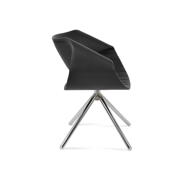 Soho Concept Seminyak Stick Swivel Armchair - Customizable Luxurious Upholstery & Finishes, 2-year Guarantee Chrome,Black  Soho-concept-dining-chair-05798