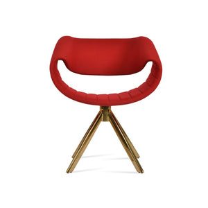 Soho Concept Seminyak Sword Swivel Armchair - Elegant Camira Blazer Wool Fabric & 10-year Guarantee, Gold Finish Gold,Red  Soho-concept-dining-chair-05800
