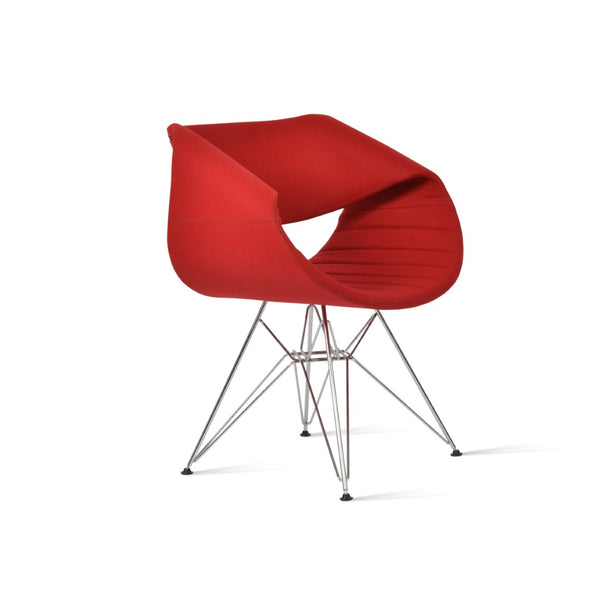 Soho Concept Seminyak Tower Armchair - Luxurious Camira Blazer Wool, Vibrant Colors, & 10-year Guarantee Comfort Chrome,Red  Soho-concept-dining-chair-05810