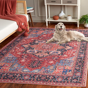 Safavieh Serapi Traditional Style Rug - Elegant Power Loomed Design With Rich Red And Blue Palette, Durable & Chic Red ,Blue 52% Cotton,25% Jute,20% Polyester Chenille,3% Polyester Sep612q-7r