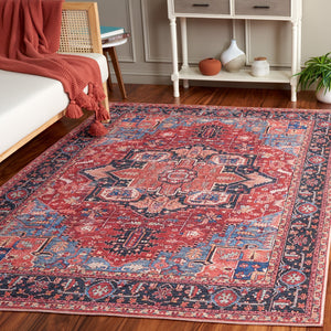 Safavieh Serapi Traditional Style Rug - Elegant Power Loomed Design With Rich Red And Blue Palette, Durable & Chic Red ,Blue 52% Cotton,25% Jute,20% Polyester Chenille,3% Polyester Sep612q-7r