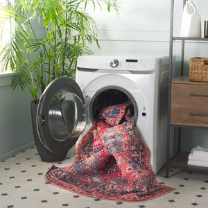 Safavieh Serapi Traditional Style Rug - Elegant Power Loomed Design With Rich Red And Blue Palette, Durable & Chic Red ,Blue 52% Cotton,25% Jute,20% Polyester Chenille,3% Polyester Sep612q-7r