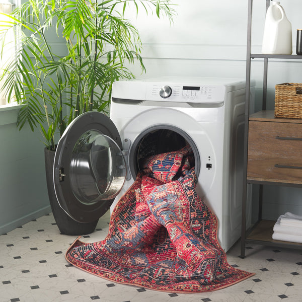 Safavieh Serapi Traditional Style Rug - Elegant Power Loomed Design With Rich Red And Blue Palette, Durable & Chic Red ,Blue 52% Cotton,25% Jute,20% Polyester Chenille,3% Polyester Sep612q-7r