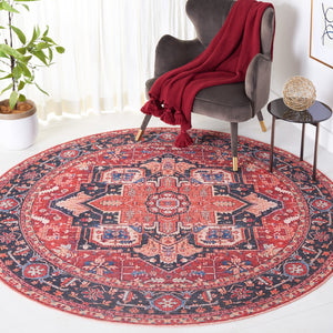 Safavieh Serapi Traditional Style Rug - Elegant Power Loomed Design With Rich Red And Blue Palette, Durable & Chic Red ,Blue 52% Cotton,25% Jute,20% Polyester Chenille,3% Polyester Sep612q-7r