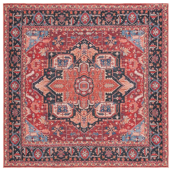 Safavieh Serapi Traditional Style Rug - Elegant Power Loomed Design With Rich Red And Blue Palette, Durable & Chic Red ,Blue 52% Cotton,25% Jute,20% Polyester Chenille,3% Polyester Sep612q-7r