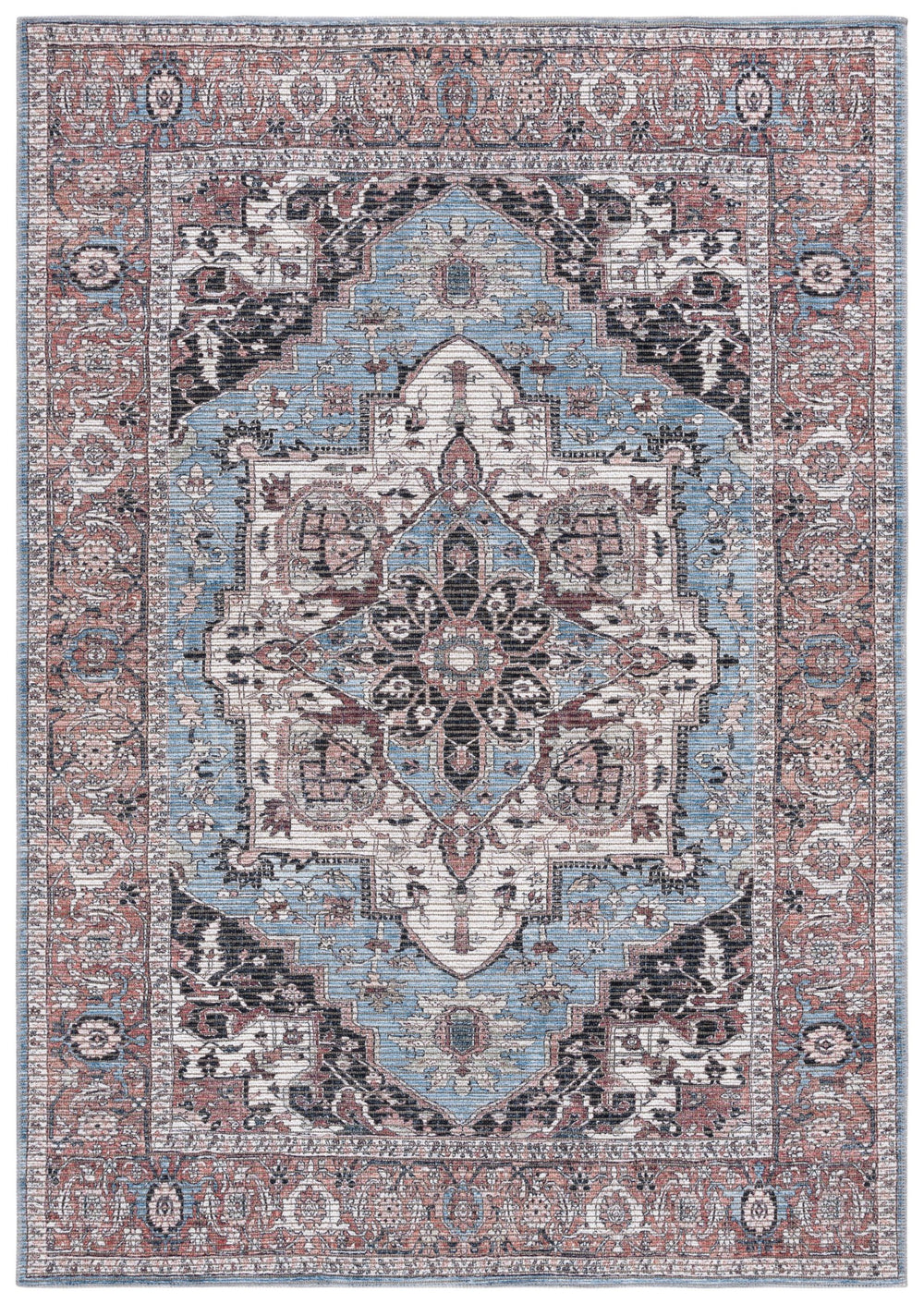 Safavieh Serapi Traditional Power Loomed Area Rug In Blue And Rust – Timeless Design For Any Room Blue ,Rust 52% Cotton,25% Jute,20% Polyester Chenille,3% Polyester Sep622m-9