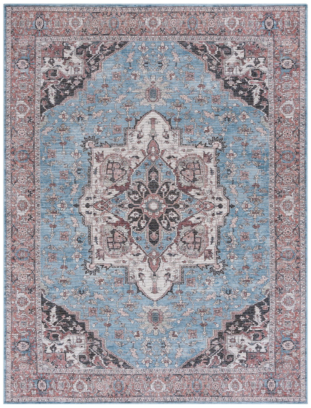Safavieh Serapi Traditional Power Loomed Area Rug In Blue And Rust – Timeless Design For Any Room Blue ,Rust 52% Cotton,25% Jute,20% Polyester Chenille,3% Polyester Sep622m-9