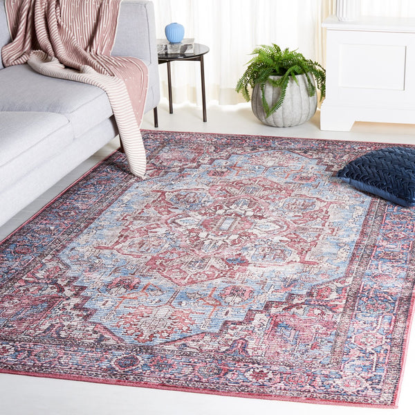 Safavieh Serapi Traditional Style Area Rug - Timeless Charm, Durable, Washable, Elegant Design For Any Space Blue ,Rust 52% Cotton,25% Jute,20% Polyester Chenille,3% Polyester Sep624m-8