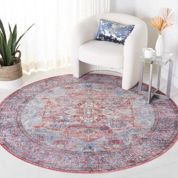 Safavieh Serapi Traditional Style Area Rug - Timeless Charm, Durable, Washable, Elegant Design For Any Space Blue ,Rust 52% Cotton,25% Jute,20% Polyester Chenille,3% Polyester Sep624m-8