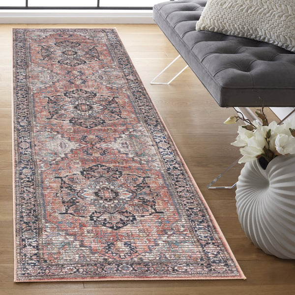 Safavieh Serapi Traditional Style Area Rug - Timeless Charm, Durable, Washable, Elegant Design For Any Space Rust ,Navy 52% Cotton,25% Jute,20% Polyester Chenille,3% Polyester Sep624p-7sq
