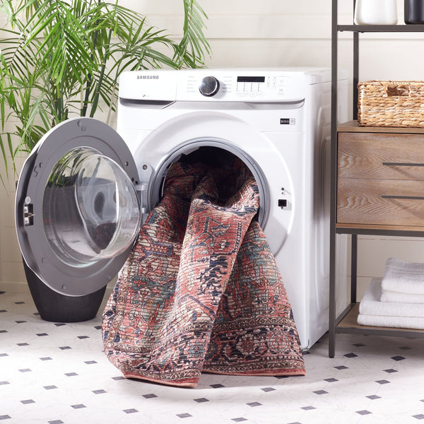 Safavieh Serapi Traditional Style Area Rug - Timeless Charm, Durable, Washable, Elegant Design For Any Space Rust ,Navy 52% Cotton,25% Jute,20% Polyester Chenille,3% Polyester Sep624p-7sq