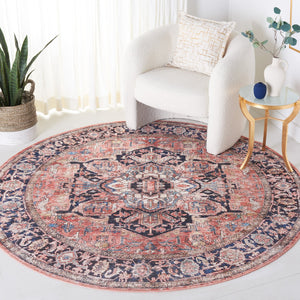 Safavieh Serapi Traditional Style Area Rug - Timeless Charm, Durable, Washable, Elegant Design For Any Space Rust ,Navy 52% Cotton,25% Jute,20% Polyester Chenille,3% Polyester Sep624p-7sq