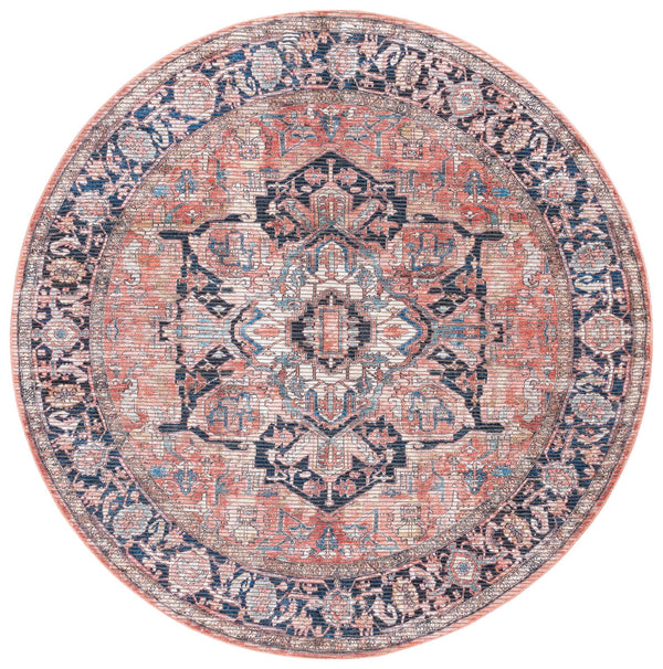 Safavieh Serapi Traditional Style Area Rug - Timeless Charm, Durable, Washable, Elegant Design For Any Space Rust ,Navy 52% Cotton,25% Jute,20% Polyester Chenille,3% Polyester Sep624p-7sq