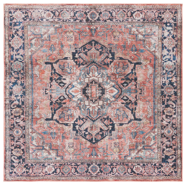 Safavieh Serapi Traditional Style Area Rug - Timeless Charm, Durable, Washable, Elegant Design For Any Space Rust ,Navy 52% Cotton,25% Jute,20% Polyester Chenille,3% Polyester Sep624p-7sq