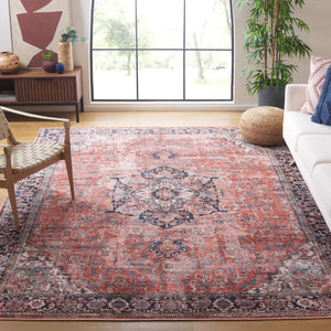 Safavieh Serapi Traditional Style Area Rug - Timeless Charm, Durable, Washable, Elegant Design For Any Space Rust ,Navy 52% Cotton,25% Jute,20% Polyester Chenille,3% Polyester Sep624p-7sq