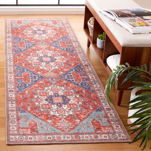 Safavieh Serapi Traditional Runner Rug - Exquisite Turkish Craftsmanship With Timeless Patterns And Easy Care Rust ,Blue 75% Cotton,25% Chenille Sep811p-28