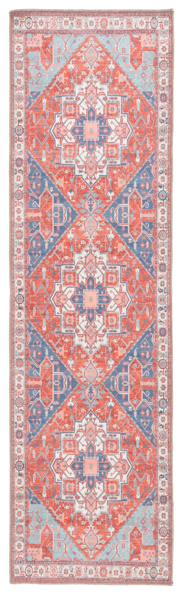 Safavieh Serapi Traditional Runner Rug - Exquisite Turkish Craftsmanship With Timeless Patterns And Easy Care Rust ,Blue 75% Cotton,25% Chenille Sep811p-28