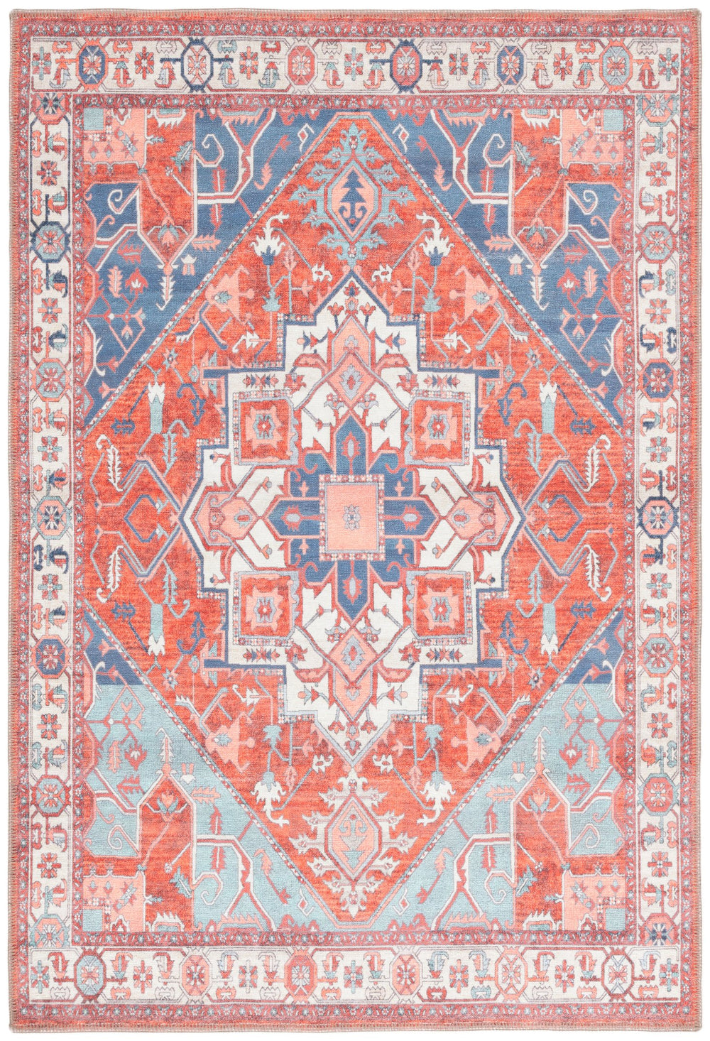 Safavieh Serapi Traditional Runner Rug - Exquisite Turkish Craftsmanship With Timeless Patterns And Easy Care Rust ,Blue 75% Cotton,25% Chenille Sep811p-4