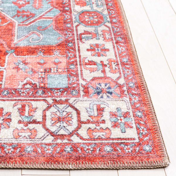 Safavieh Serapi Traditional Runner Rug - Exquisite Turkish Craftsmanship With Timeless Patterns And Easy Care Rust ,Blue 75% Cotton,25% Chenille Sep811p-5