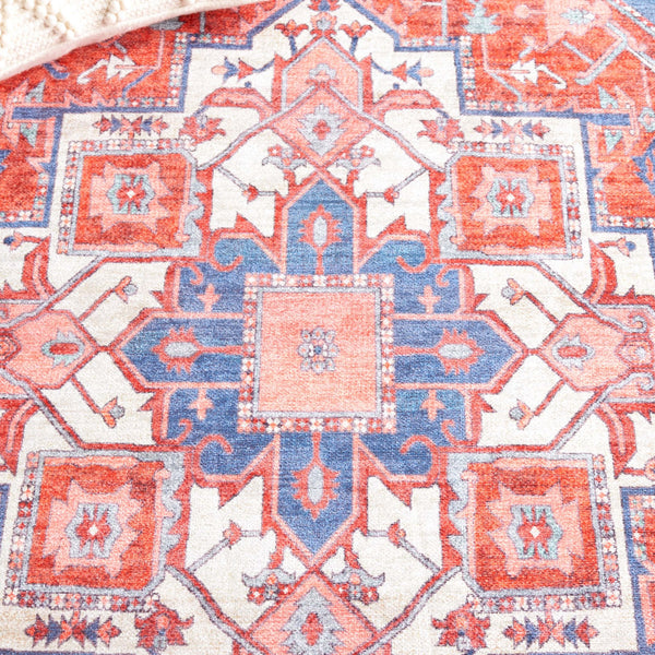 Safavieh Serapi Traditional Runner Rug - Exquisite Turkish Craftsmanship With Timeless Patterns And Easy Care Rust ,Blue 75% Cotton,25% Chenille Sep811p-5
