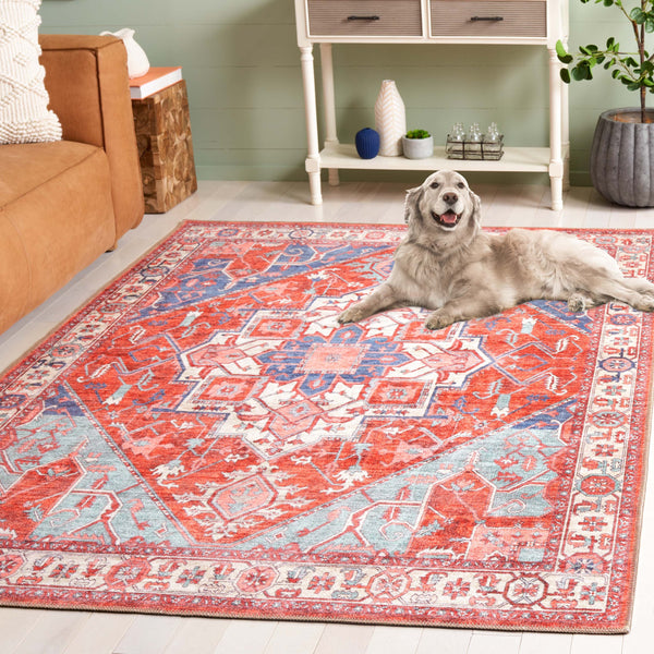 Safavieh Serapi Traditional Runner Rug - Exquisite Turkish Craftsmanship With Timeless Patterns And Easy Care Rust ,Blue 75% Cotton,25% Chenille Sep811p-5