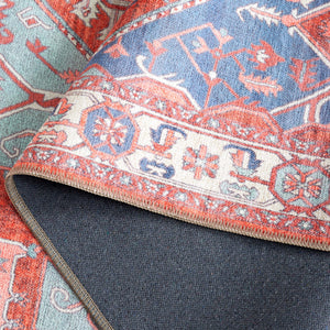 Safavieh Serapi Traditional Runner Rug - Exquisite Turkish Craftsmanship With Timeless Patterns And Easy Care Rust ,Blue 75% Cotton,25% Chenille Sep811p-5