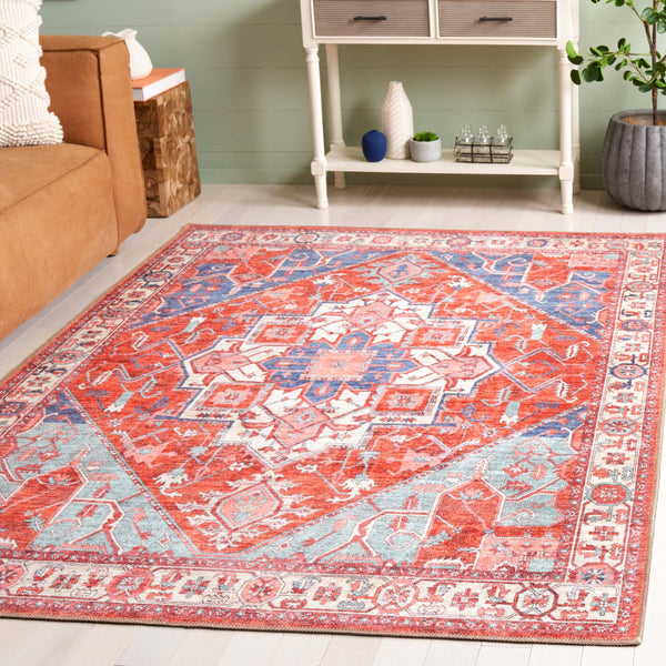Safavieh Serapi Traditional Runner Rug - Exquisite Turkish Craftsmanship With Timeless Patterns And Easy Care Rust ,Blue 75% Cotton,25% Chenille Sep811p-5